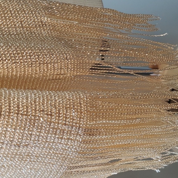 KIMBERLY, GOLD‎ SCARF WITH SILVER THREADS lovely scarf will dress up any outfit - Picture 4 of 7